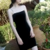 Mùa xuân 2019 quý cô retro Fan nhỏ gợi cảm chuỗi kim cương mỏng nhung dây đeo túi váy hông váy váy - Sản phẩm HOT