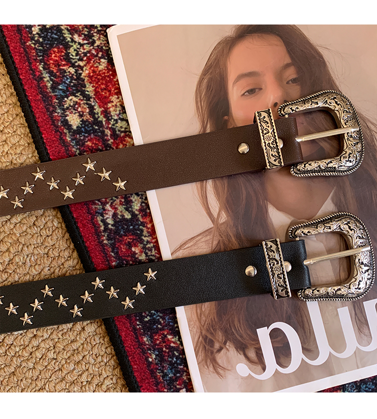 Retro Star Gürtel Weiblicher Punk-Stil Spice Girl Design Sense Erweiterter vielseitiger Gürtel Jeansgürtel_voghion.com