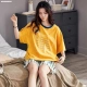 Bộ đồ ngủ của phụ nữ mùa hè cotton tinh khiết mỏng mùa hè quần short ngắn tay mùa hè chất béo mm lỏng lẻo phụ nữ dịch vụ nhà hai mảnh phù hợp - Bên ngoài ăn mặc