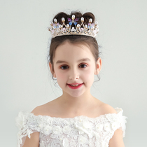 Childrens crown headdress princess girl big hair hoop performance crystal hair accessories Korean little girl birthday crown head hoop