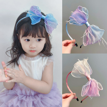 Child hair stirrup Butterfly Knot Mesh Veil head Princess Wind Pressure Hair Hair Carfa Brigade Little Girl Cute Anti Slip Head Stirrup