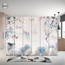 Nordic screen living room partition wall modern minimalist folding mobile push-pull fabric double-sided office fashion folding screen