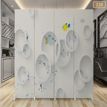 Chinese-style screen living room partition wall hotel decoration folding mobile double-sided folding screen bedroom office simple and modern