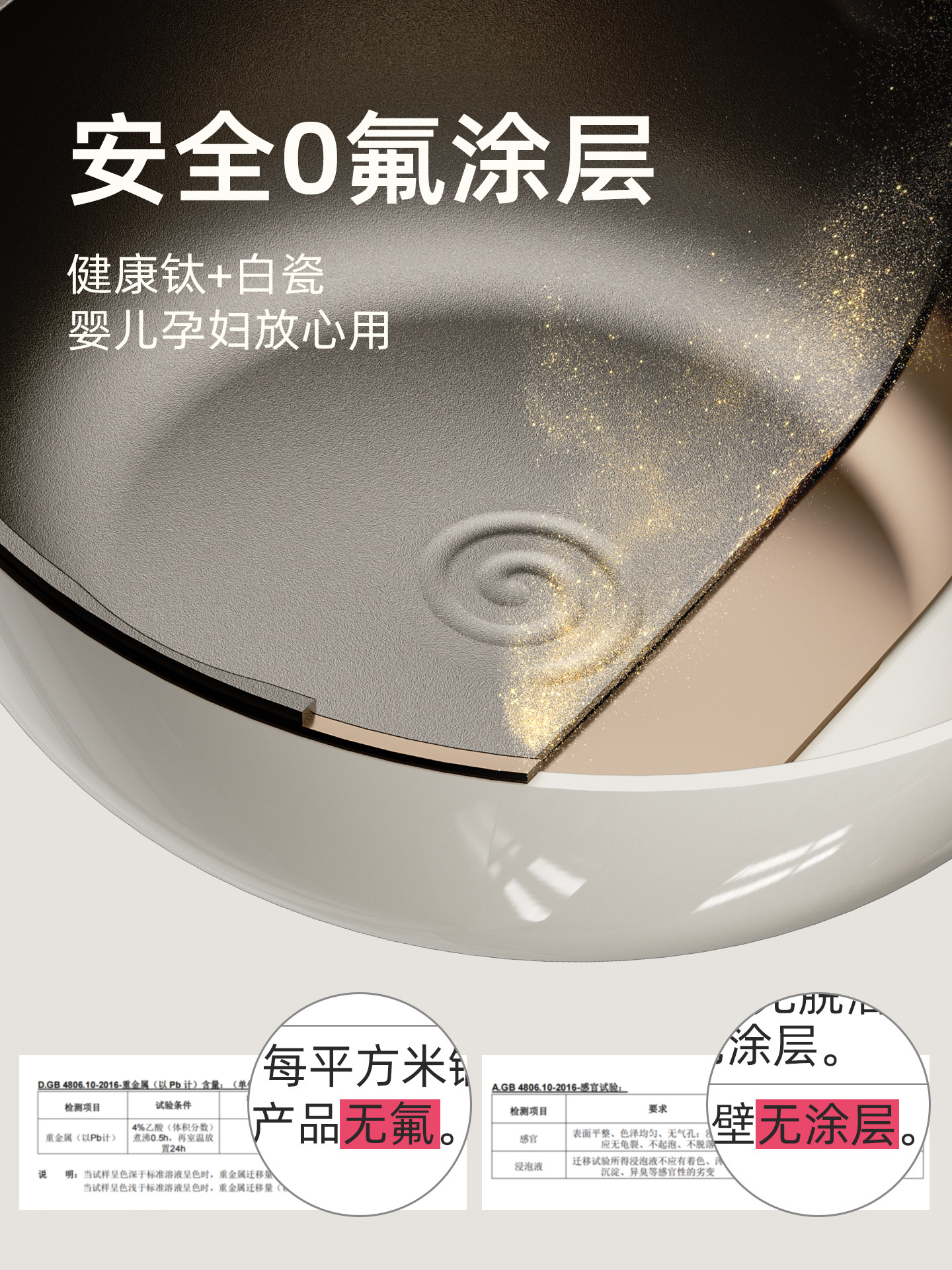 Uncoated Titanium Ceramic Wok Non-Stick Pan for Home Use, Suitable for Gas and Induction Cookers, Titanium Non-Stick Pan, Flat-Bottomed Cooking Pan W