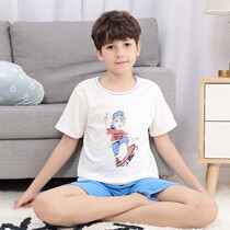 Childrens pajamas for boys thin summer short-sleeved shorts set for young boys big childrens home clothing pullover