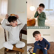 Yuyuan home childrens pajamas boys home clothes long sleeves autumn and winter clothes Boys Girls children autumn clothes warm set