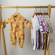 Baby zippered uniforms summer thin newborn Hayi baby long sleeved pajamas men and women Baby climbs