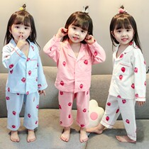 Girls pajamas set thin 1 air-conditioned clothing childrens home clothes long sleeves 3 baby girls spring and autumn clothes