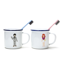 A three mouth mouthwash cup Cute cartoon brushing cup Household parent-child toothbrush cup Simple childrens tooth cup