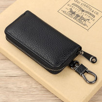 Fashion Large Capacity Zipper Key Bag Mens Waist Hanging Genuine Leather Women Card Bag Multifunction Car Multifunction Lock Spoon Buttonup
