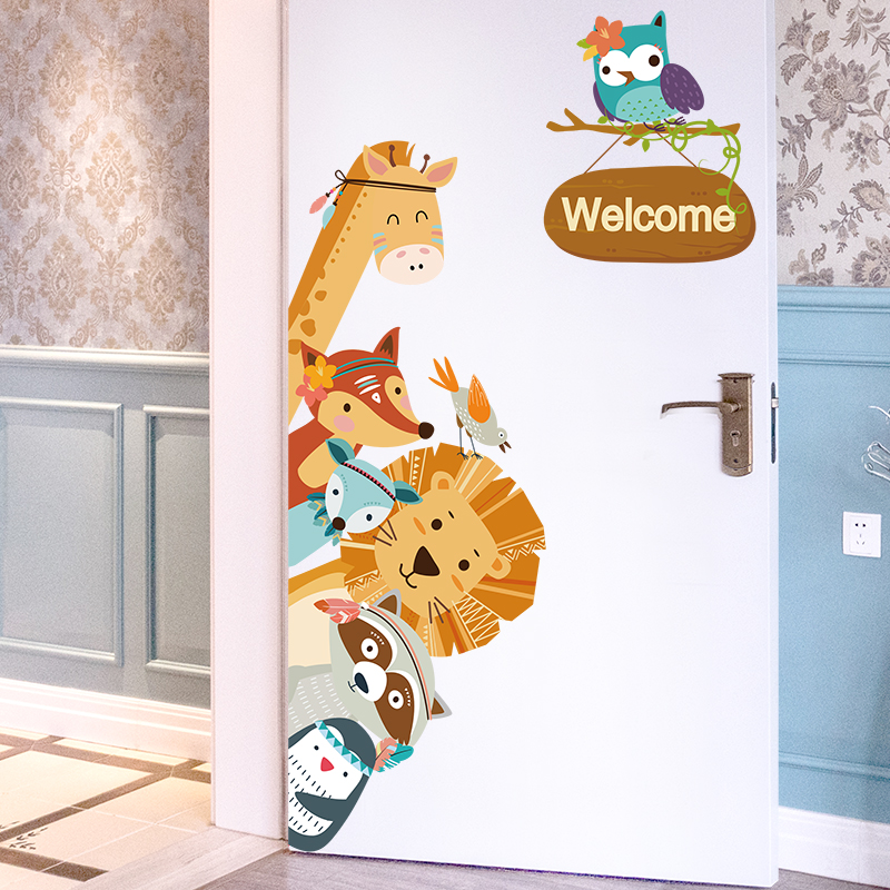 Kindergarten door sticker wallpaper self-adhesive children's room wall painting decoration creative renovation wall stickers wardrobe wallpaper