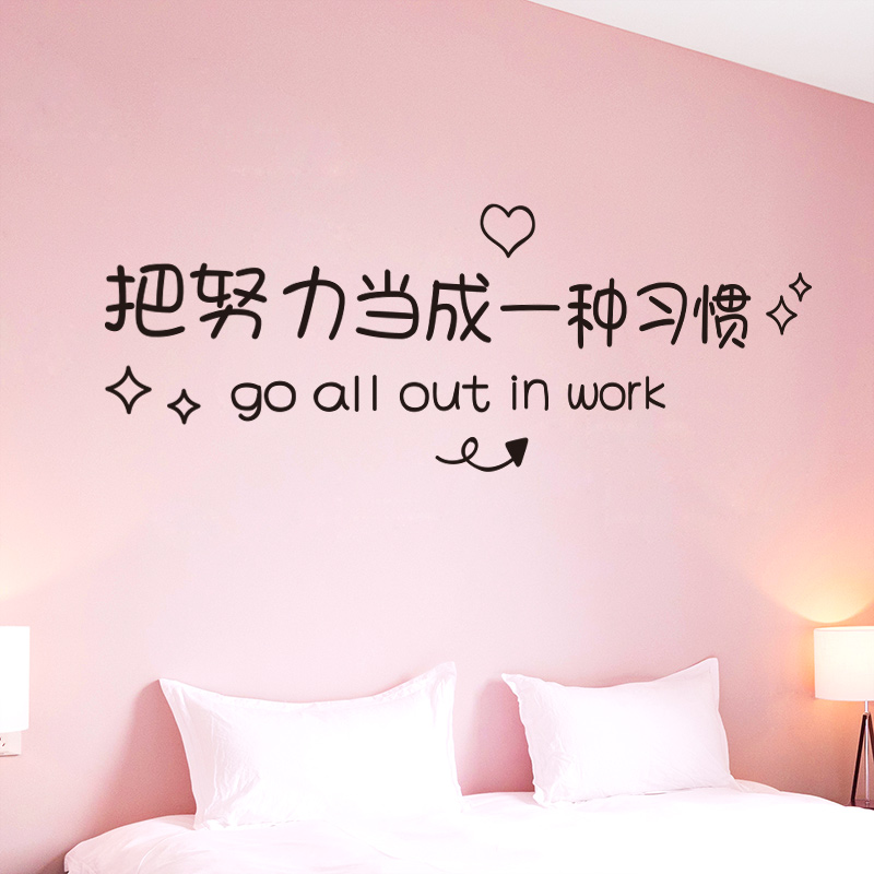 Motivational text Inspirational slogans Wall Stickers Wallpaper Self-adhesive dorm wall decoration Wall paper Bedroom Creative Personality