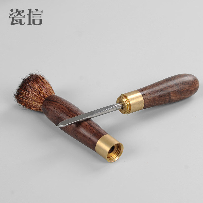 Porcelain Letter Double Use Type Pu'er Tea Knife Raising Pot Pen Tea Dao Spare Parts Tea Needle Tea Cone Black Sandalwood Cumin Tea Pen Brush