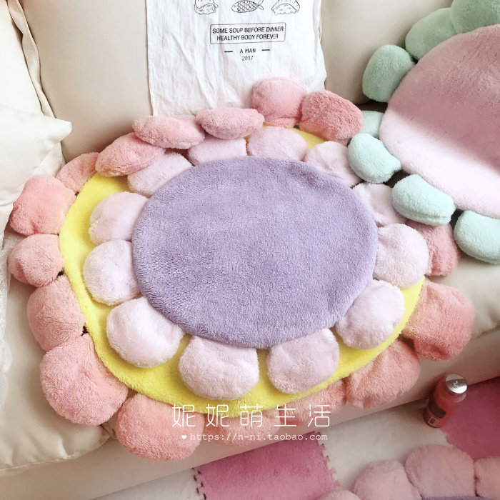 Teenage Girl Hearts Colorful Flowers Earth Mat Children Room Bedroom Home Bedroom Home Decoration Crawl Mat Carpet Flutter Window Mat Sofa Mat