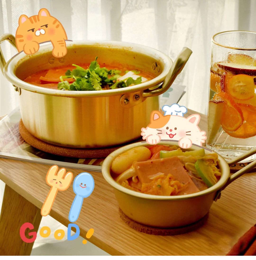 Rabbit July) Gold Glitter Lanoodle Pan Han Style Net Red Foam Noodles Small Canteen Oven Dorm Pan Dorm Pan