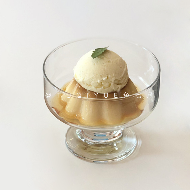 (rabbit July) ins the same glass yogurt cup import ice cream high footed cup ice cream cup sweet cup ice hockey