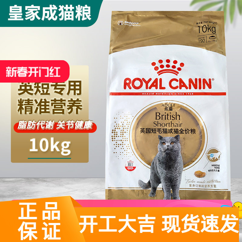 Royal British Shorthair Adult Cat Food 10kg 10kg Bs34 Large Kibble for Cheek Development and Weight Gain, Specialized Complete Nutrition Cat Food for British Shorthairs