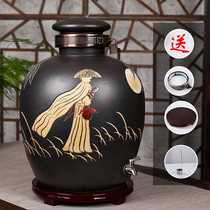 Bubble wine jar household sealed faucet Jingdezhen ceramic storage wine bottle special 20 30 50 100 jins wine tank