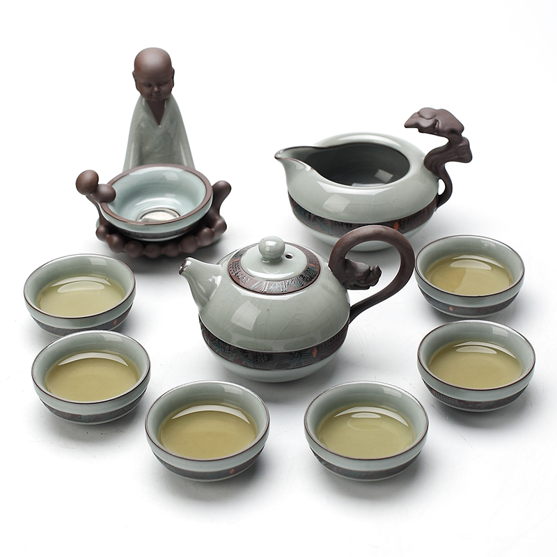 Kung fu tea set ice to crack the home office of jingdezhen ceramics glaze noggin teapot send gift box