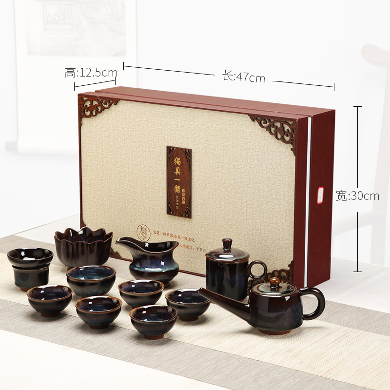 Ceramic kung fu tea set suit household jingdezhen up teapot teacup restoring ancient ways of a complete set of high - end gift box