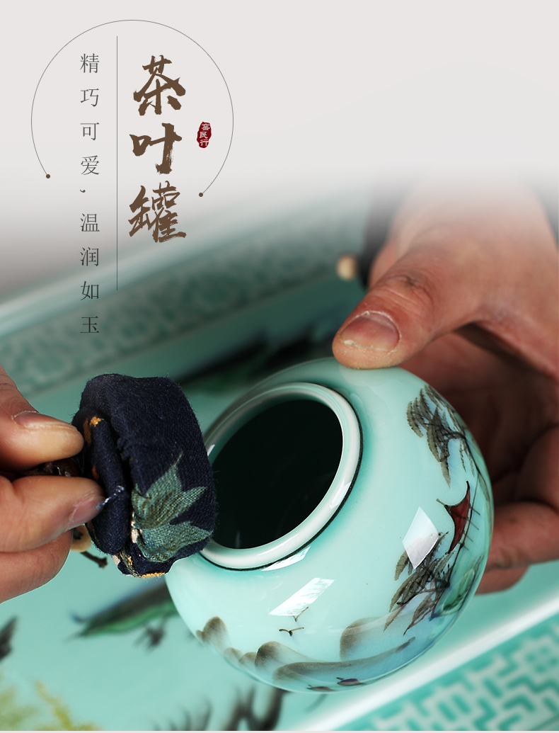 The Was suit household contracted sitting room jingdezhen hand - made ceramic teapot ground kung fu tea cups of a complete set of gift boxes