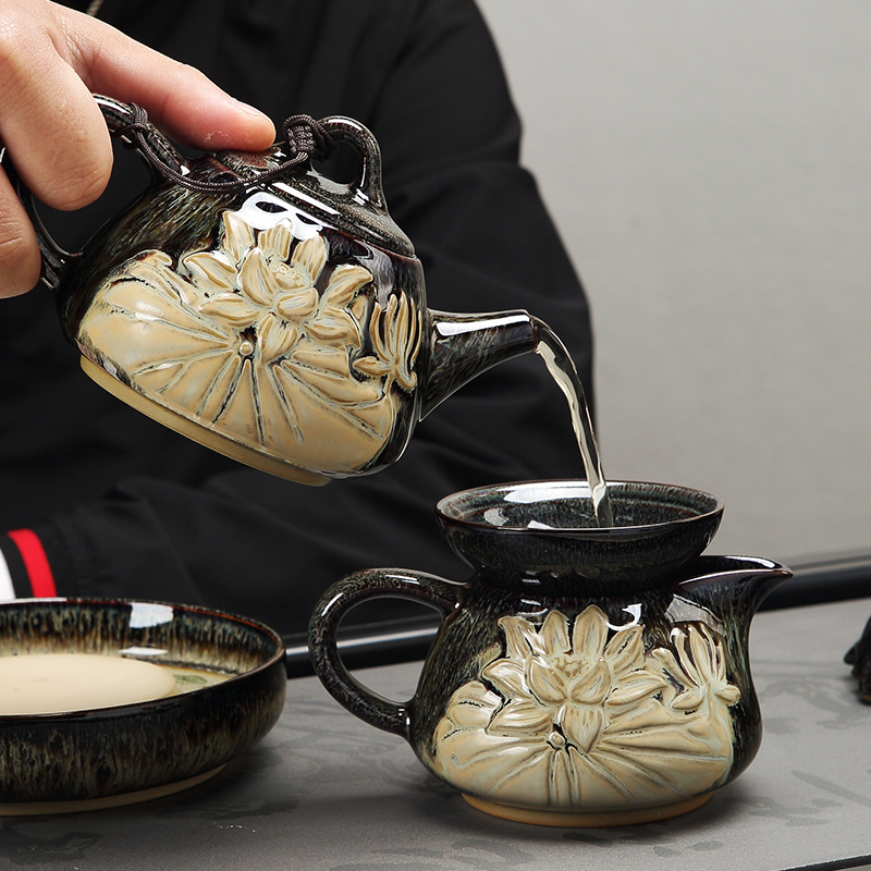 Jingdezhen ceramic kung fu tea set suit household ceramics up noggin teapot high - end gift box