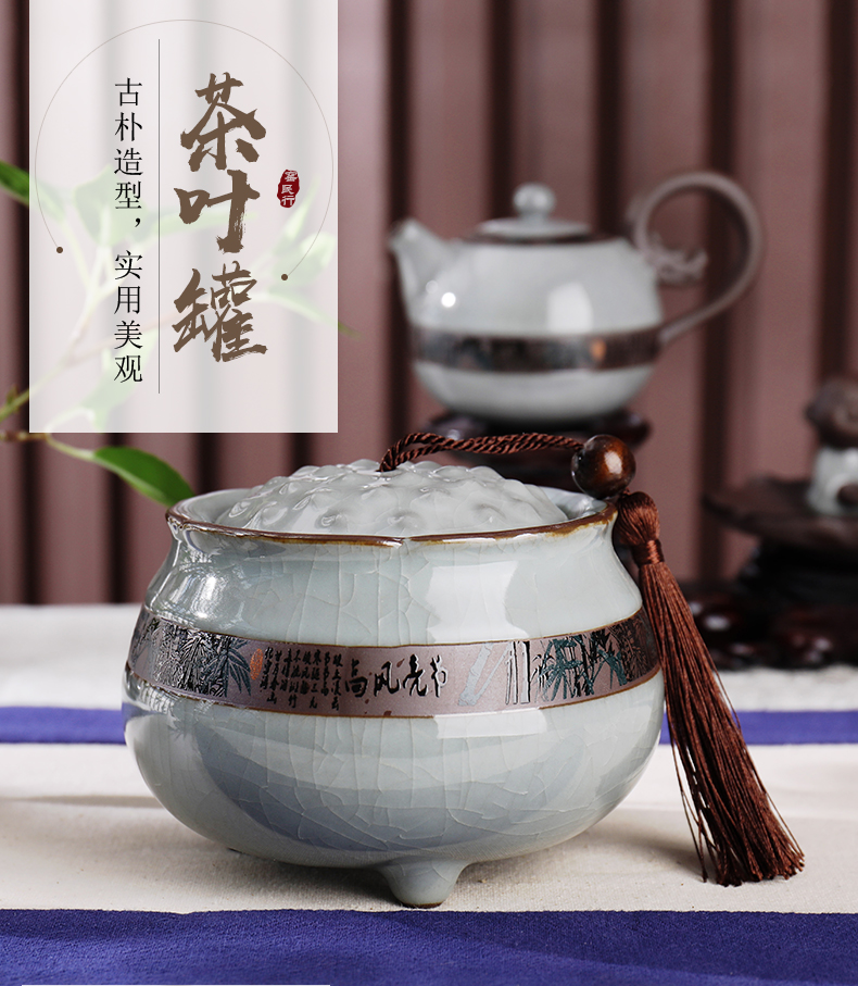 Tea set household contracted ice crack glaze jingdezhen ceramic small kung fu Tea pot sitting room high - end gift boxes