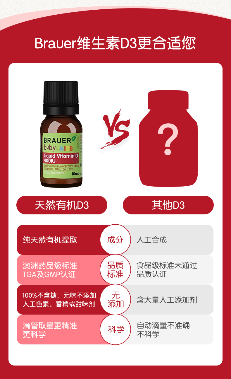 Brauer蓓澳儿婴幼儿有机维生素D3滴剂