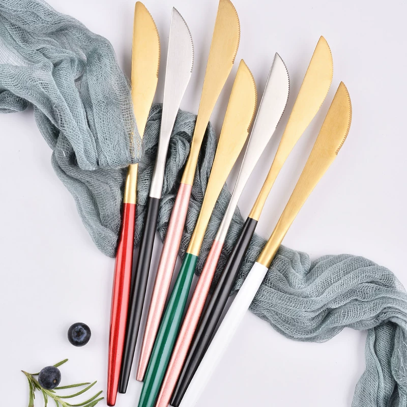 Stainless steel steak knife long handle household adult western tableware creative cute Nordic ins light luxury single table knife