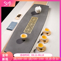 Natural black gold stone tea tray whole household drainage stone tea table Simple living room tea tray small high-end