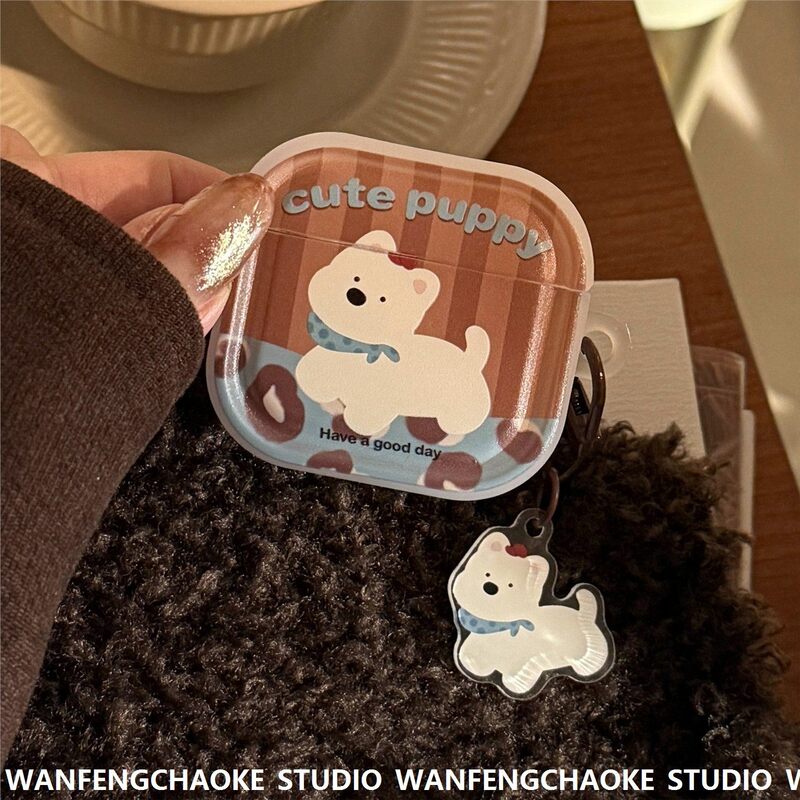 Retro Applicable Apple AirPods Pro2 Protective Case 12 Bluetooth Headphone Case Brown Puppy Pendant Mobile Phone Bag