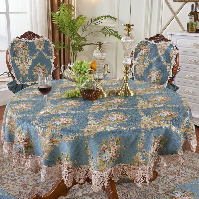 Classical tablecloth rectangular round Cheniel European style brown tablecloth lace lace
