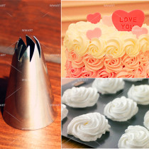 Thickened Stainless Steel Swivel 8 Teeth Framed Flower Nozzle Cookie Mouth Playful Flowers Crooked 8 Toothed Mouth Cream Framed Mouth