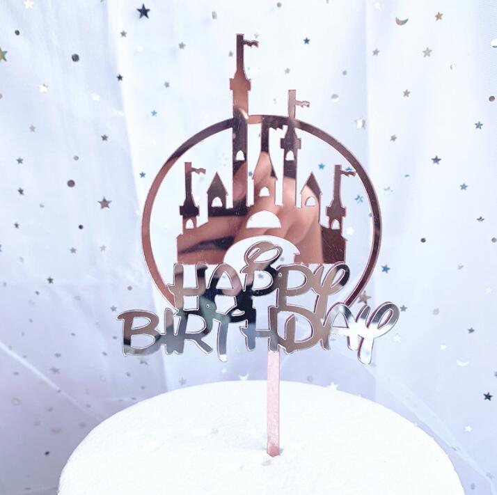Castle Happy Happy Birthday Acrylic Inserts Birthday Cake Inserts Sweet Pint Decorations Party Plugins