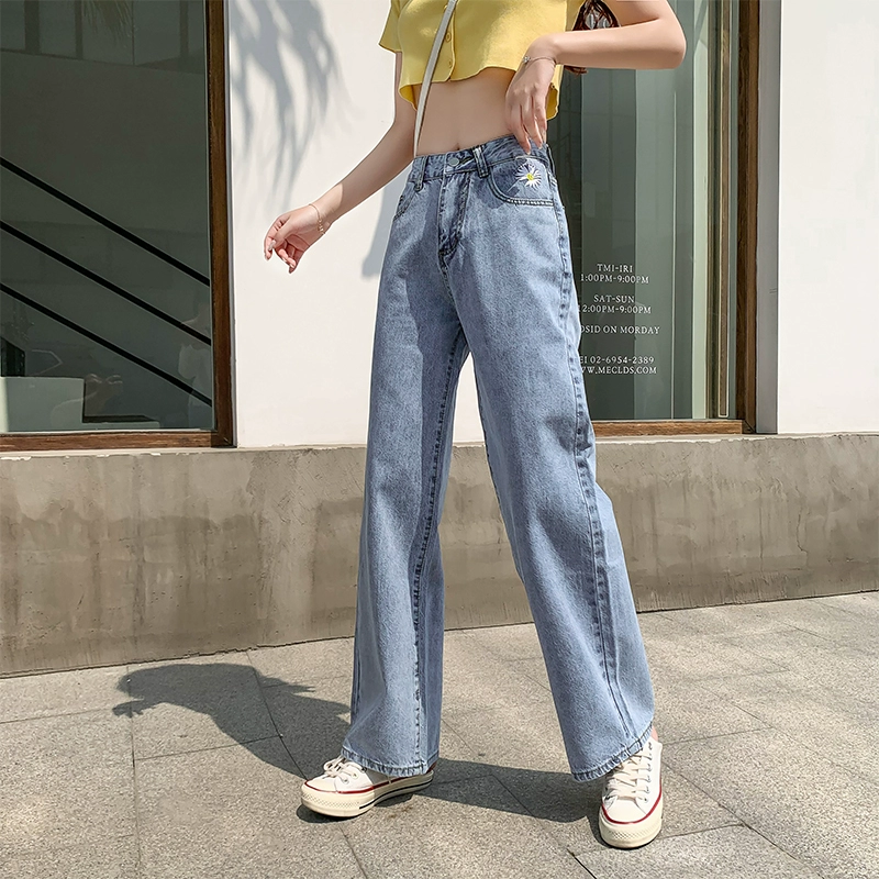 Quần jeans ống rộng 2020 của phụ nữ mùa xuân mới lau quần thời trang quần ống rộng lỏng lẻo - Quần jean