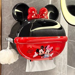 Disney Mickey Bathroom Tissue Box Wall-Mounted Punch-Free Bathroom Waterproof Toilet Paper Roll Storage Rack