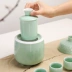 Fengge Green Ceramic Ấm hơn Shochu Home Hộ gia đình Bộ rượu vang Trung Quốc Hot Wine Ấm rượu Rượu vàng Rượu thủy tinh - Rượu vang Rượu vang