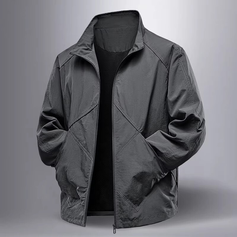 Stand Collar Jacket Men's Autumn and Winter Soft Shell Windproof Waterproof Loose Retro Sports Simple American Style Jacket
