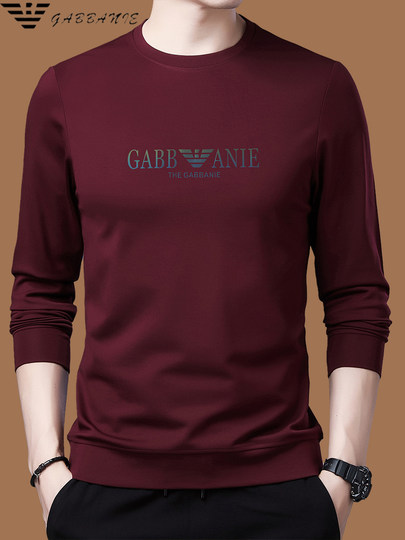 Italienisches internationales, bekanntes Herbst-Langarm-T-Shirt für Herren, lässiges Rundhals-Sweatshirt aus bedruckter Baumwolle mittleren Alters