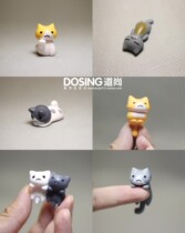 Cute little animal Cup edge doll back figure cat kitten drooling cat small flower cat doll model ornaments