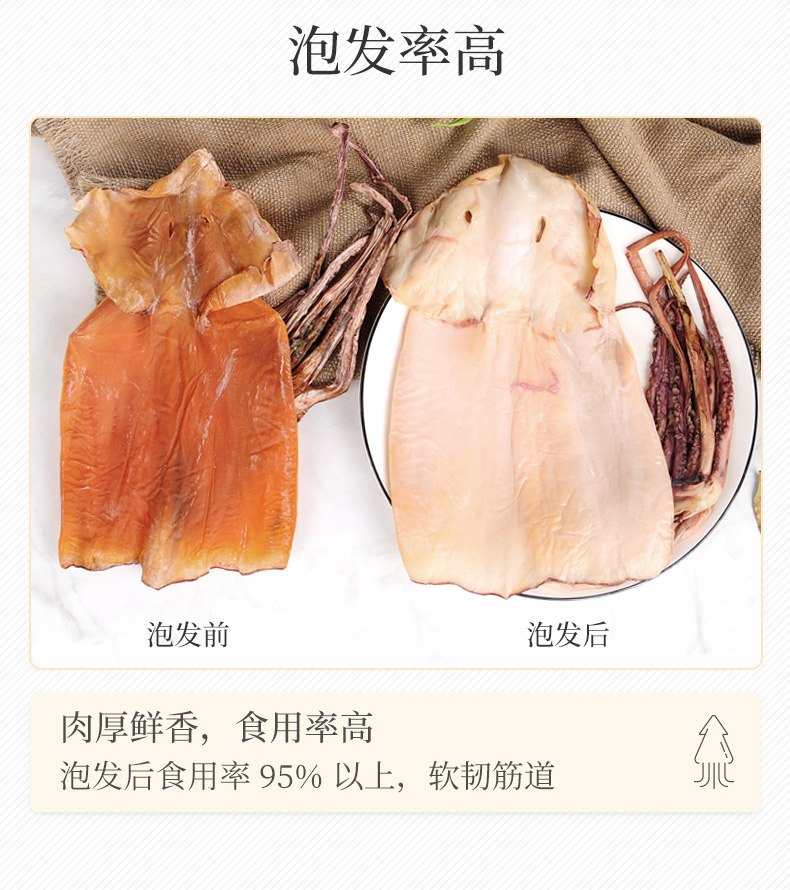 天猫超市 赶海弟 淡晒肉厚大号鱿鱼干 2只/400g 图7