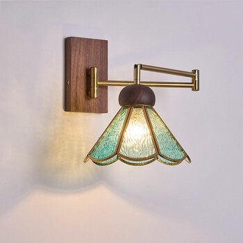 French-Style Vintage Wall Lamp, Retro Tiffany Walnut Color, Suitable for Study, Living Room, Bedroom, Bedside, Arm-Mounted, Dining Room Wall Lighting