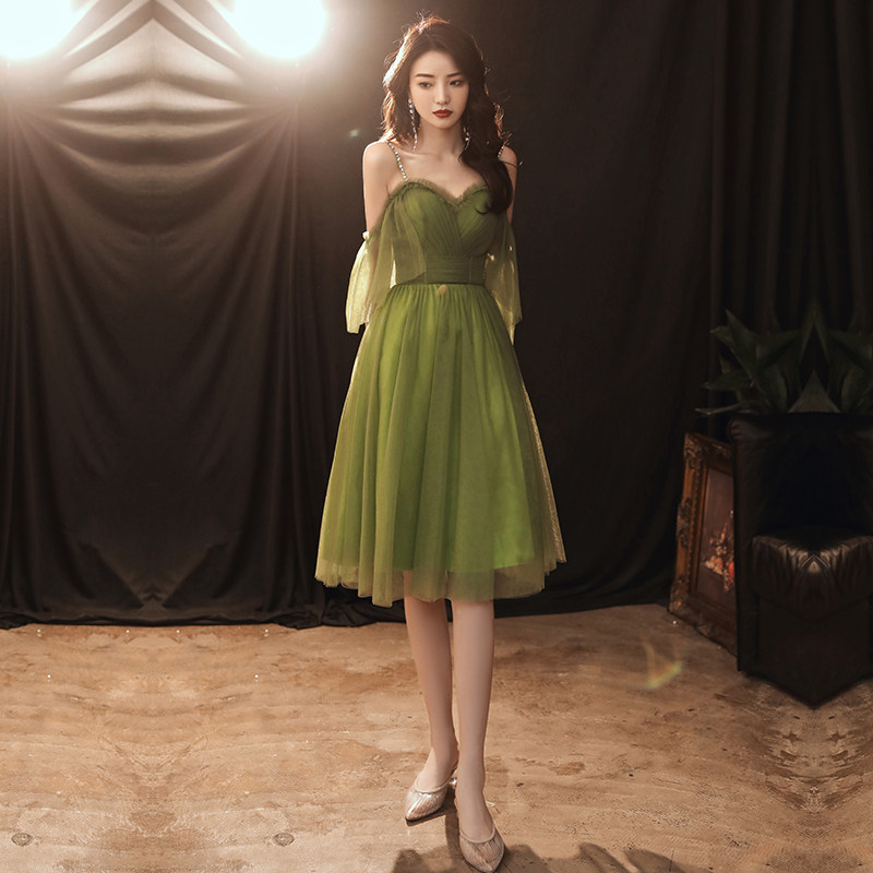 High-end small evening dress dress women normally wear harnesses Birthday Meeting Host perform light extravagant and small crowdmaid clothes-Taobao