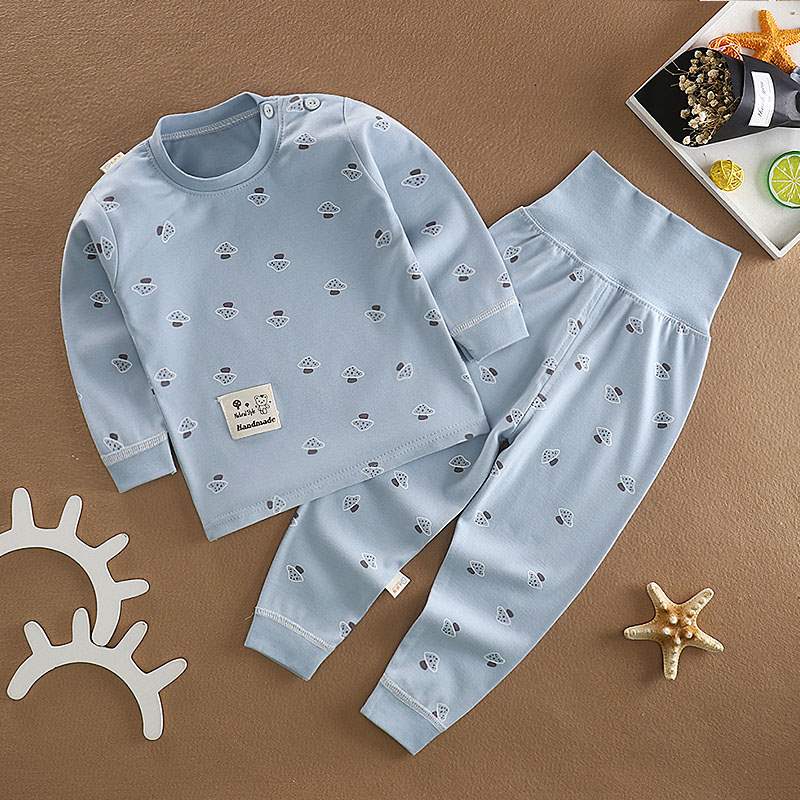 Baby Qiuyi Qiuku Set Đồ lót cho bé trai Bé bảo vệ eo cao Cô gái bụng mùa xuân và mùa thu bé trai - Quần áo lót bộ cotton thu đông bé gái