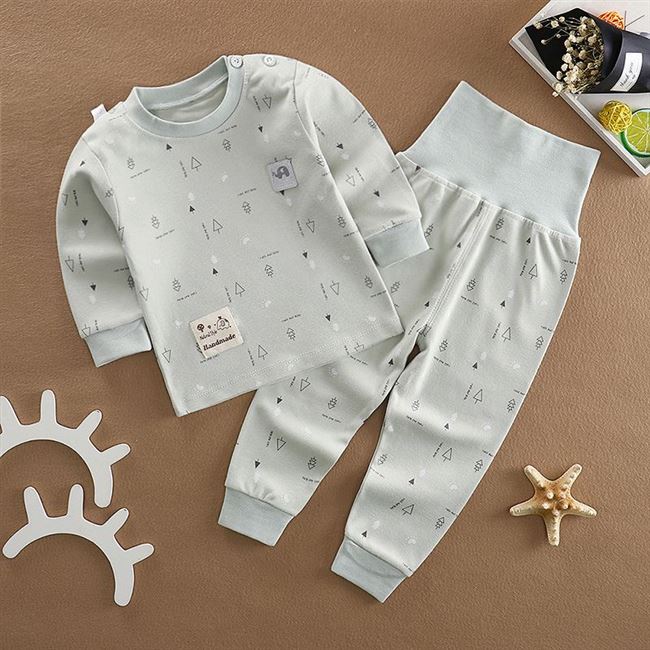Baby Qiuyi Qiuku Set Đồ lót cho bé trai Bé bảo vệ eo cao Cô gái bụng mùa xuân và mùa thu bé trai - Quần áo lót bộ cotton thu đông bé gái
