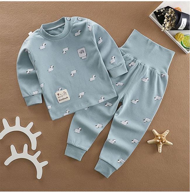 Baby Qiuyi Qiuku Set Đồ lót cho bé trai Bé bảo vệ eo cao Cô gái bụng mùa xuân và mùa thu bé trai - Quần áo lót bộ cotton thu đông bé gái