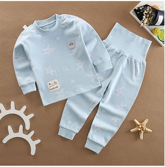 Baby Qiuyi Qiuku Set Đồ lót cho bé trai Bé bảo vệ eo cao Cô gái bụng mùa xuân và mùa thu bé trai - Quần áo lót bộ cotton thu đông bé gái