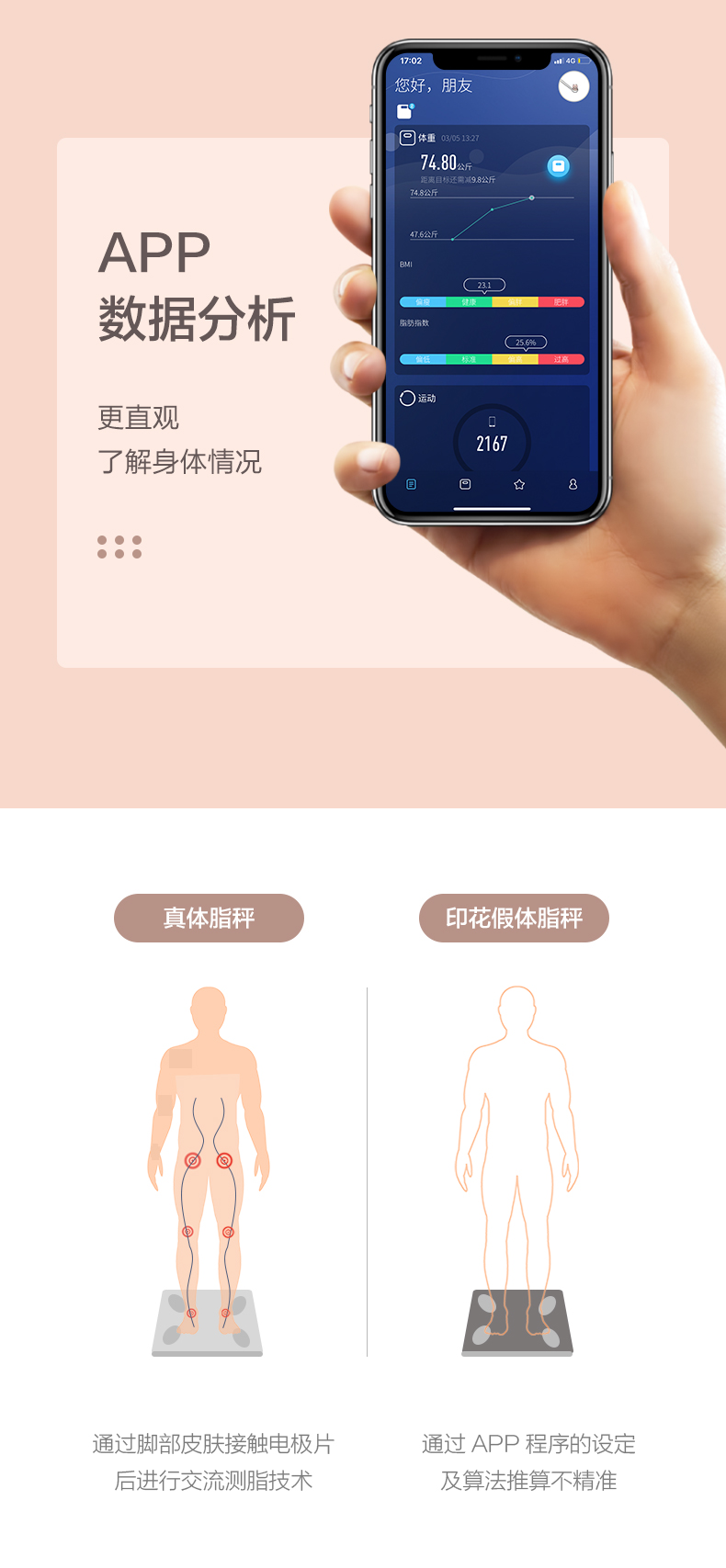 香山 电子秤 体脂称 可测12项身体数据 图10