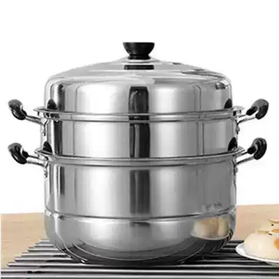 2020 new stainless steel steamer three layer double 2 layer thick steamer soup pot large steamer induction cooker gas pot