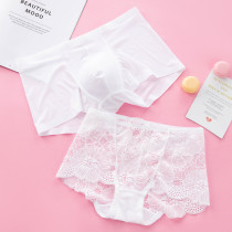 Couple underwear summer ice silk cute cotton file thin large size seamless transparent set sex confusing couple passion